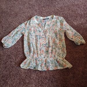 Ana petites semi sheer neutral peplum top